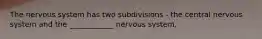 The nervous system has two subdivisions - the central nervous system and the ____________ nervous system.