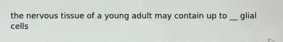 the <a href='https://www.questionai.com/knowledge/kqA5Ws88nP-nervous-tissue' class='anchor-knowledge'>nervous tissue</a> of a young adult may contain up to __ glial cells