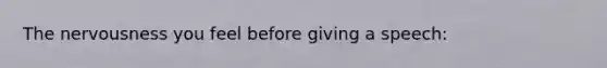 The nervousness you feel before giving a speech: