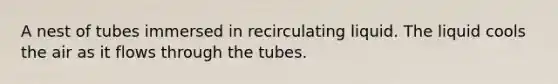 A nest of tubes immersed in recirculating liquid. The liquid cools the air as it flows through the tubes.