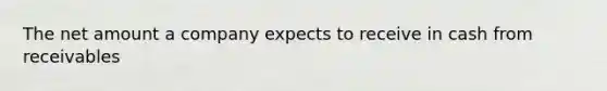 The net amount a company expects to receive in cash from receivables