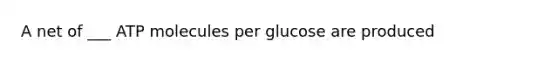 A net of ___ ATP molecules per glucose are produced