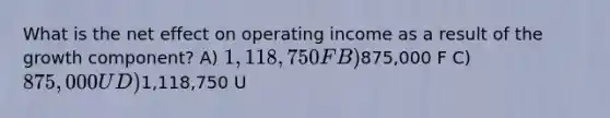 What is the net effect on operating income as a result of the growth component? A) 1,118,750 F B)875,000 F C) 875,000 U D)1,118,750 U