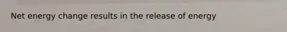 Net energy change results in the release of energy