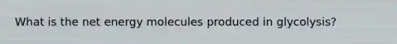 What is the net energy molecules produced in glycolysis?