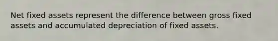 Net fixed assets represent the difference between gross fixed assets and accumulated depreciation of fixed assets.