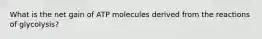 What is the net gain of ATP molecules derived from the reactions of glycolysis?