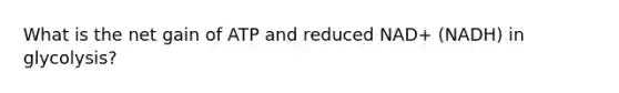 What is the net gain of ATP and reduced NAD+ (NADH) in glycolysis?