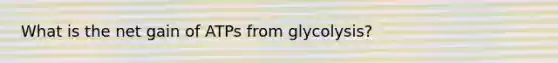 What is the net gain of ATPs from glycolysis?