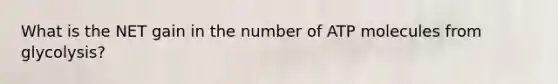 What is the NET gain in the number of ATP molecules from glycolysis?