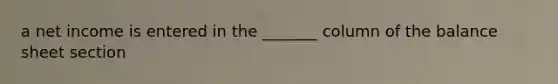 a net income is entered in the _______ column of the balance sheet section