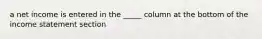 a net income is entered in the _____ column at the bottom of the income statement section