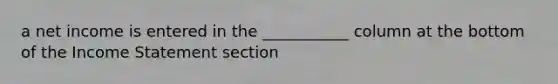 a net income is entered in the ___________ column at the bottom of the Income Statement section