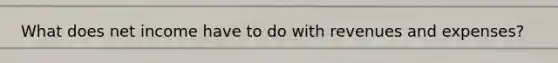 What does net income have to do with revenues and expenses?