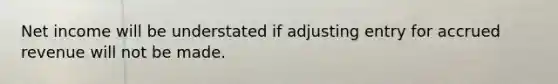 Net income will be understated if adjusting entry for accrued revenue will not be made.