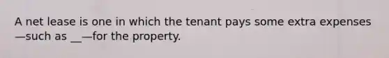 A net lease is one in which the tenant pays some extra expenses—such as __—for the property.