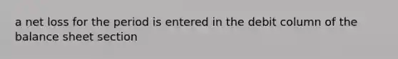 a net loss for the period is entered in the debit column of the balance sheet section