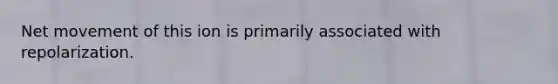 Net movement of this ion is primarily associated with repolarization.