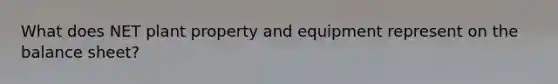 What does NET plant property and equipment represent on the balance sheet?