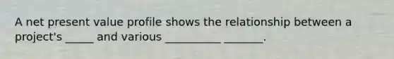 A net present value profile shows the relationship between a project's _____ and various __________ _______.