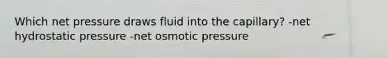 Which net pressure draws fluid into the capillary? -net hydrostatic pressure -net osmotic pressure