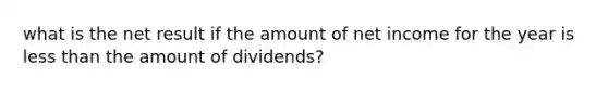 what is the net result if the amount of net income for the year is less than the amount of dividends?