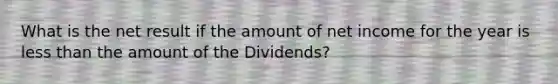 What is the net result if the amount of net income for the year is less than the amount of the Dividends?