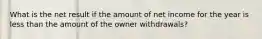 What is the net result if the amount of net income for the year is less than the amount of the owner withdrawals?