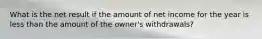 What is the net result if the amount of net income for the year is less than the amount of the owner's withdrawals?