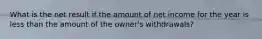 What is the net result if the amount of net income for the year is less than the amount of the​ owner's withdrawals?