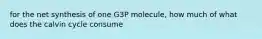 for the net synthesis of one G3P molecule, how much of what does the calvin cycle consume