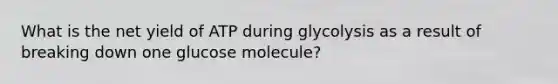 What is the net yield of ATP during glycolysis as a result of breaking down one glucose molecule?