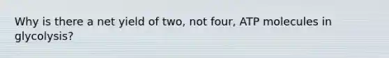 Why is there a net yield of two, not four, ATP molecules in glycolysis?