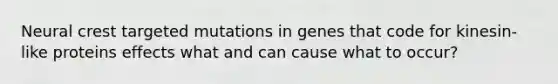 Neural crest targeted mutations in genes that code for kinesin-like proteins effects what and can cause what to occur?