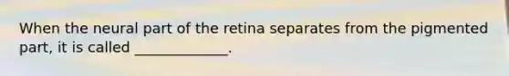 When the neural part of the retina separates from the pigmented part, it is called _____________.