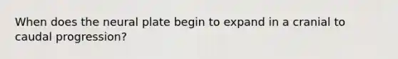 When does the neural plate begin to expand in a cranial to caudal progression?