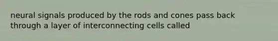 neural signals produced by the rods and cones pass back through a layer of interconnecting cells called