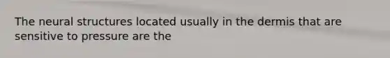 The neural structures located usually in the dermis that are sensitive to pressure are the
