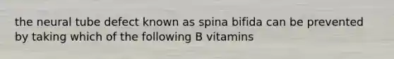 the neural tube defect known as spina bifida can be prevented by taking which of the following B vitamins