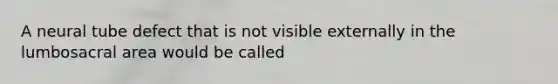 A neural tube defect that is not visible externally in the lumbosacral area would be called