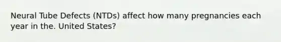 Neural Tube Defects (NTDs) affect how many pregnancies each year in the. United States?