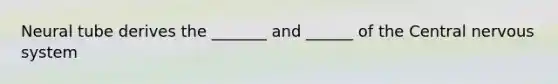 Neural tube derives the _______ and ______ of the Central <a href='https://www.questionai.com/knowledge/kThdVqrsqy-nervous-system' class='anchor-knowledge'>nervous system</a>