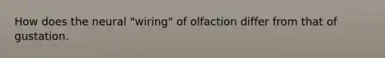 How does the neural "wiring" of olfaction differ from that of gustation.