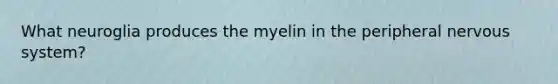 What neuroglia produces the myelin in the peripheral <a href='https://www.questionai.com/knowledge/kThdVqrsqy-nervous-system' class='anchor-knowledge'>nervous system</a>?
