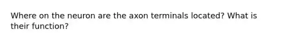 Where on the neuron are the axon terminals located? What is their function?