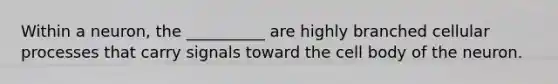 Within a neuron, the __________ are highly branched cellular processes that carry signals toward the cell body of the neuron.