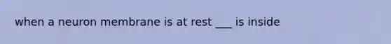 when a neuron membrane is at rest ___ is inside