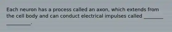 Each neuron has a process called an axon, which extends from the cell body and can conduct electrical impulses called ________ __________.