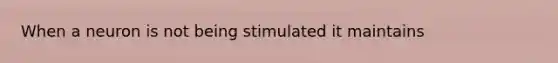 When a neuron is not being stimulated it maintains