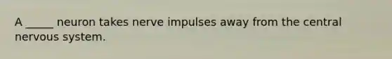 A _____ neuron takes nerve impulses away from the central nervous system.